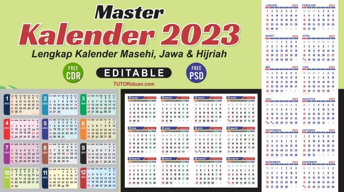 Master Kalender 2023 Lengkap Masehi Jawa And Hijriah Free Cdr And Psd